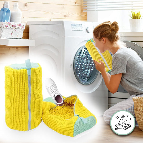 Πλενόμενη στο Πλυντήριο Τσάντα Πλύσης & Στεγνώματος Παπουτσιών με Απαλές Ίνες - Ανθεκτικό Προστατευτικό Πλυντηρίου από Πολυεστέρα για Παπούτσια με Ρυθμιζόμενο Ιμάντα