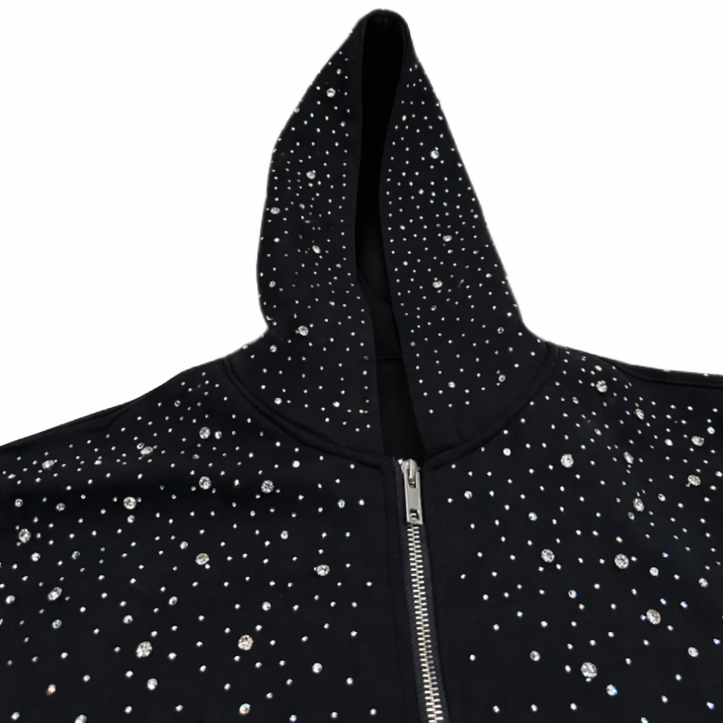 Synth Rhinestone Zip Up