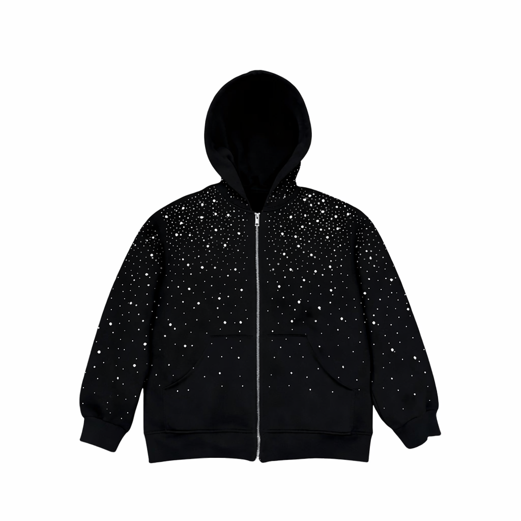 Synth Rhinestone Zip Up
