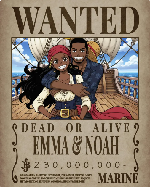 Custom One Piece Anime Wanted Poster