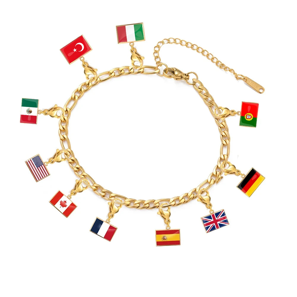 Custom Flag Charms Bracelet