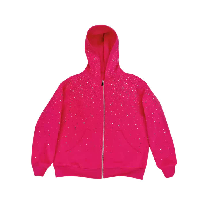 Synth Rhinestone Zip Up